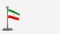 Iran 3D waving flag illustration on tiny flagpole.