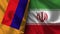 Iran and Armenia Realistic Flag â€“ Fabric Texture Illustration