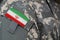Iran army uniform patch flag on soldiers arm. Military Conceptn