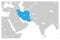 Iran blue marked in political map of South Asia and Middle East. Simple flat vector map