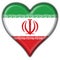 Iran button flag heart shape