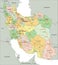 Iran - detailed editable political map with labeling.