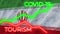 Iran Flag and COVID-19 Coronavirus Tourism Neon Titles â€“ 3D Illustrations