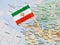 Iran flag pin on map