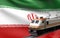 Iran flag with speed train 3d rendering