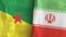 Iran and French Guiana two flags textile cloth 3D rendering