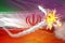 Iran intercepted ballistic missile, modern antirocket destroys enemy missile concept, military industrial 3D illustration with