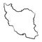 Iran map from the contour black brush lines different thickness on white background. Vector illustration