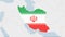 Iran map highlighted in Iran flag colors and pin of country capital Tehran