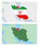 Iran map with pin of country capital. Two types of Iran map with neighboring countries