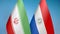 Iran and Paraguay two flags