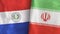 Iran and Paraguay two flags textile cloth 3D rendering