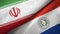 Iran and Paraguay two flags textile cloth, fabric texture