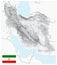 Iran Physical Map White and Gray Colors. No text