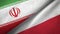 Iran and Poland two flags textile cloth, fabric texture