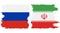 Iran and Russia grunge flags connection vector