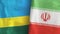 Iran and Rwanda two flags textile cloth 3D rendering
