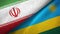 Iran and Rwanda two flags textile cloth, fabric texture