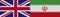 Iran and United Kingdom British Britain Fabric Texture Flag â€“ 3D Illustrations