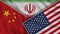 Iran United States of America China Flags Together Fabric Texture Effect Illustrations