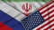 Iran United States of America Russia Flags Together Fabric Texture Illustration