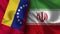Iran and Venezuela Realistic Flag â€“ Fabric Texture Illustration
