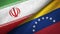 Iran and Venezuela two flags textile cloth, fabric texture