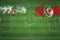 Iran vs Tunisia Soccer Match, national colors, national flags, soccer field, football game, Copy space