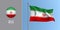 Iran waving flag on flagpole and round icon vector illustration