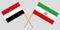 Iran and Yemen. The Iranian and Yemeni flags. Official colors. Correct proportion. Vector