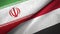 Iran and Yemen two flags textile cloth, fabric texture