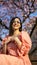 Iranian young girl with colorful dress during spring