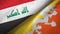 Iraq and Bhutan two flags textile cloth, fabric texture