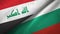 Iraq and Bulgaria two flags textile cloth, fabric texture