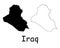 Iraq Country Map. Black silhouette and outline isolated on white background. EPS Vector