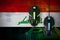 Iraq flag and two mice with backlight. Online cooperative games. Cyber sport team