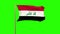 Iraq flag waving in the wind. Green screen, alpha