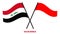 Iraq and Indonesia Flags Crossed And Waving Flat Style. Official Proportion. Correct Colors