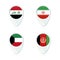 Iraq, Iran, Kuwait, Afghanistan flag location map pin icon