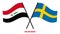 Iraq and Sweden Flags Crossed And Waving Flat Style. Official Proportion. Correct Colors