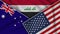 Iraq United States of America Australia Flags Together Fabric Texture Illustration