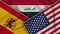 Iraq United States of America Spain Flags Together Fabric Texture Illustration