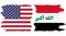 Iraq and USA grunge flags connection vector