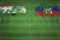 Iraq vs Haiti Soccer Match, national colors, national flags, soccer field, football game, Copy space