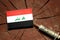 Iraqi flag on a stump with syringe injecting money