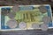 Iraqi money background of old coins and banknotes of Dinars of different eras, old vintage retro Iraq money coin and bills,