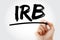 IRB - Industrial Revenue Bond acronym with marker, business concept background