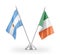 Ireland and Argentina table flags isolated on white 3D rendering