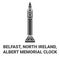 Ireland, Belfast, Albert Memorial Clock travel landmark vector illustration