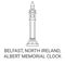 Ireland, Belfast, Albert Memorial Clock travel landmark vector illustration